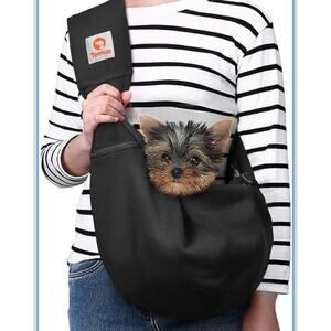 Tomkas Small Dog Sling Carrier with Zipper Pocket Navy Blue  Size Medium